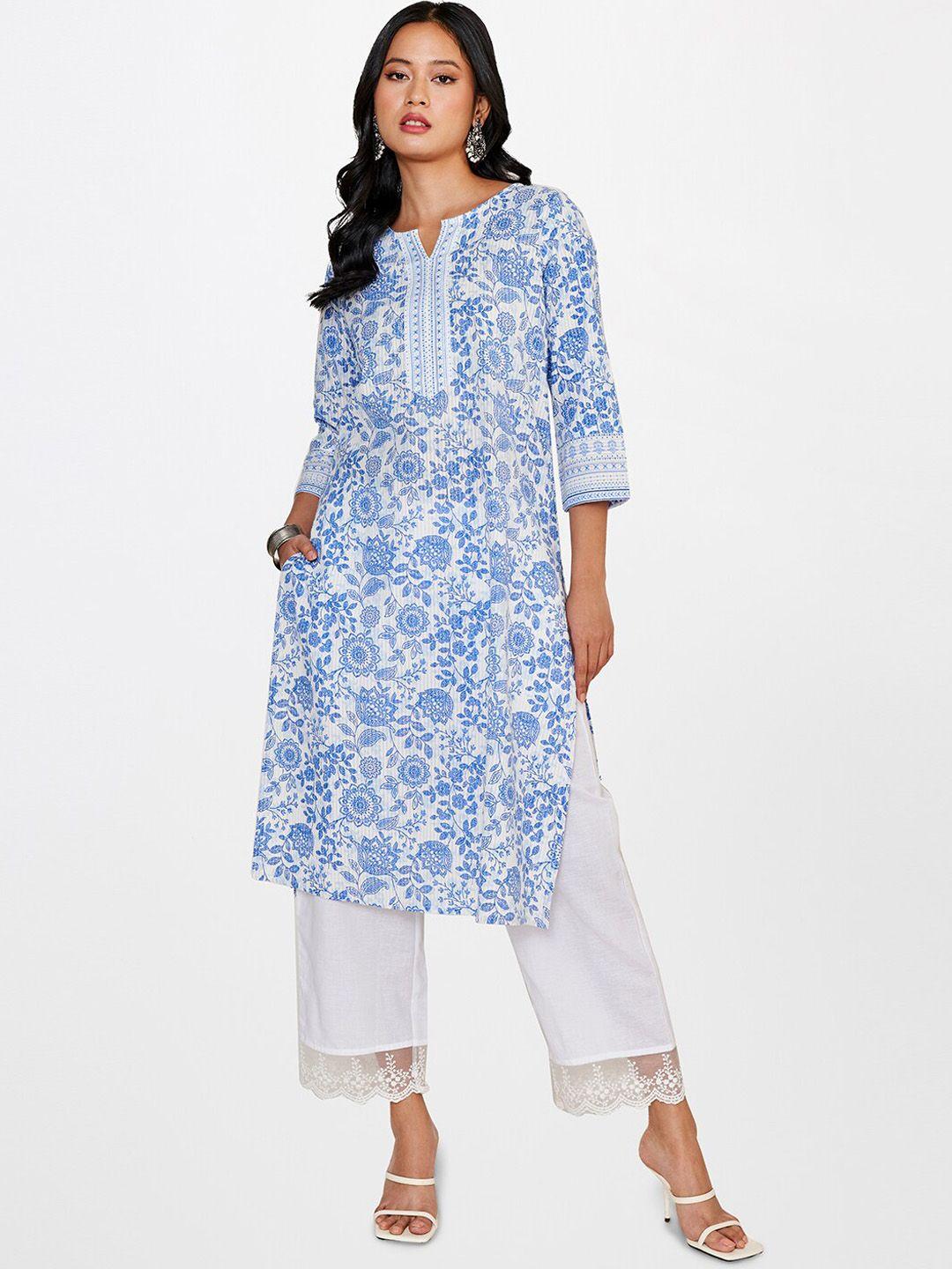 global desi ethnic motifs printed pure cotton kurta