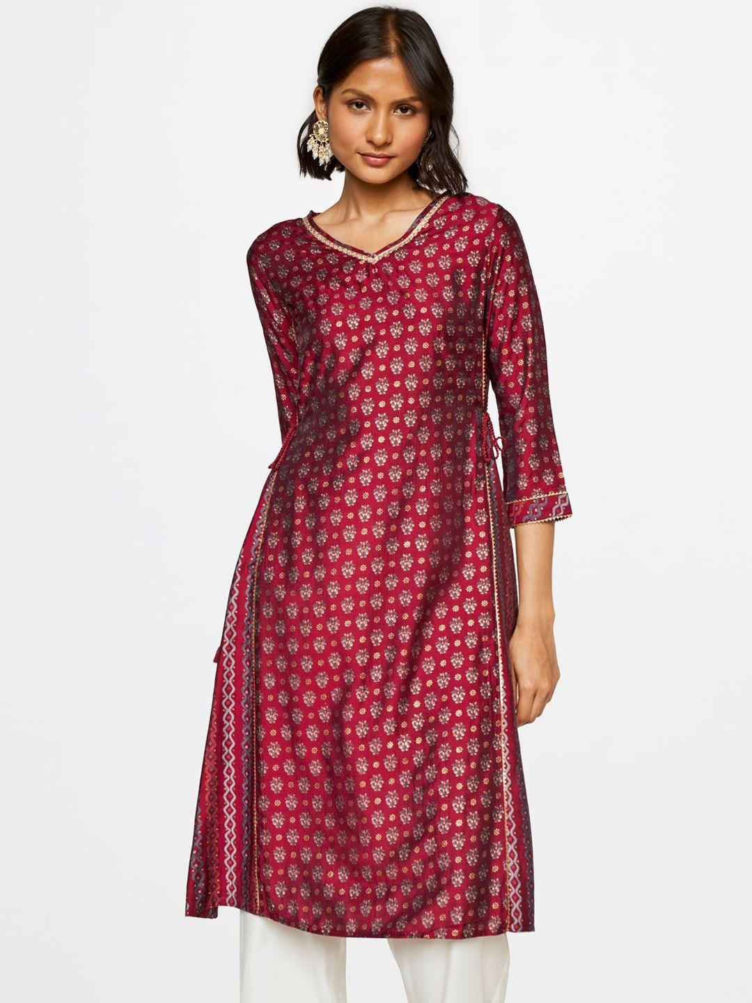 global desi floral printed gotta patti anarkali kurta