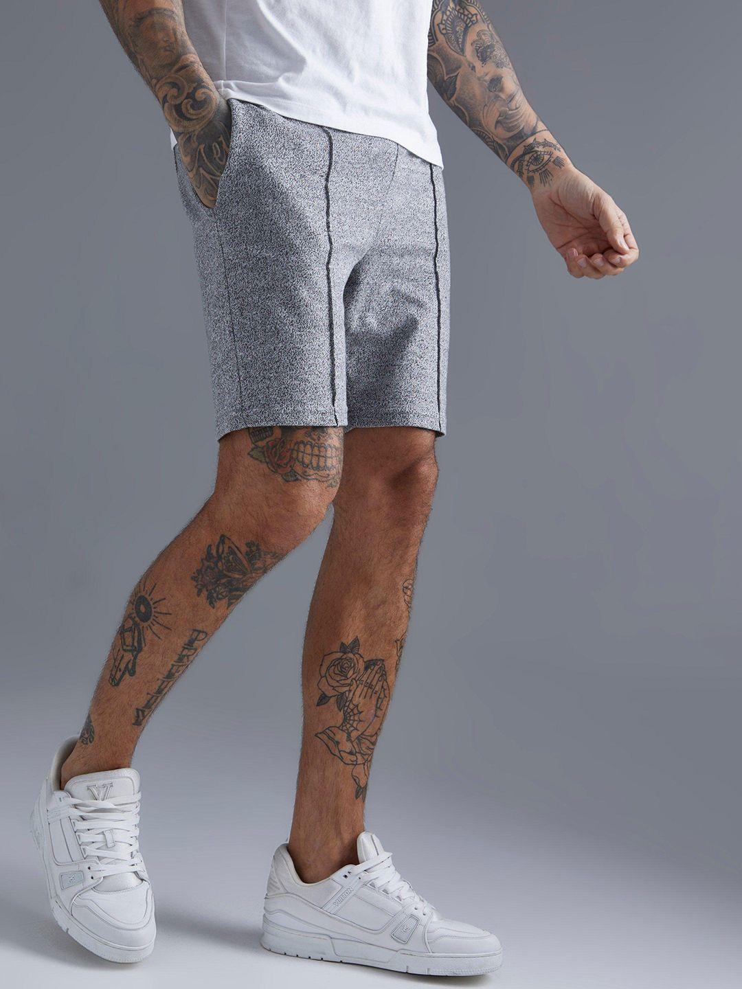 boohooman men slim fit textured pintuck shorts