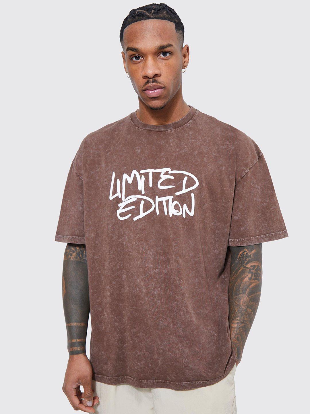 boohooman oversized typography printed pure cotton t-shirt