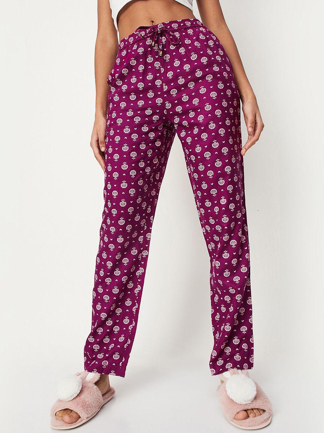 max women printed mid rise woven lounge pants