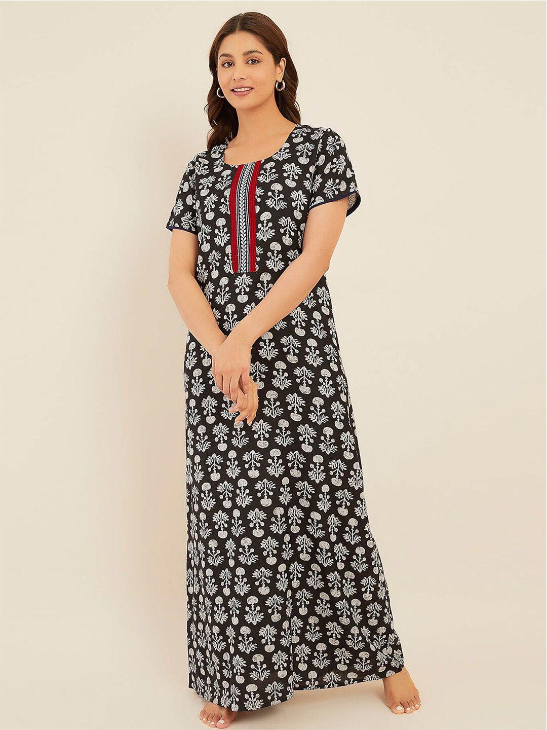 maybell ethnic motifs printed maxi nightdress