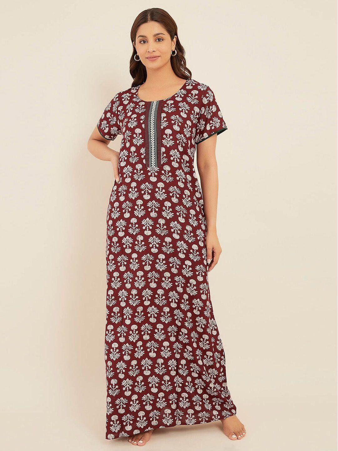 maybell ethnic motifs printed maxi nightdress