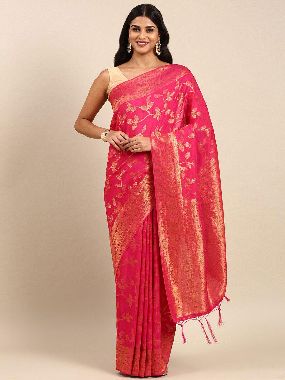 anouk floral woven design zari silk blend saree