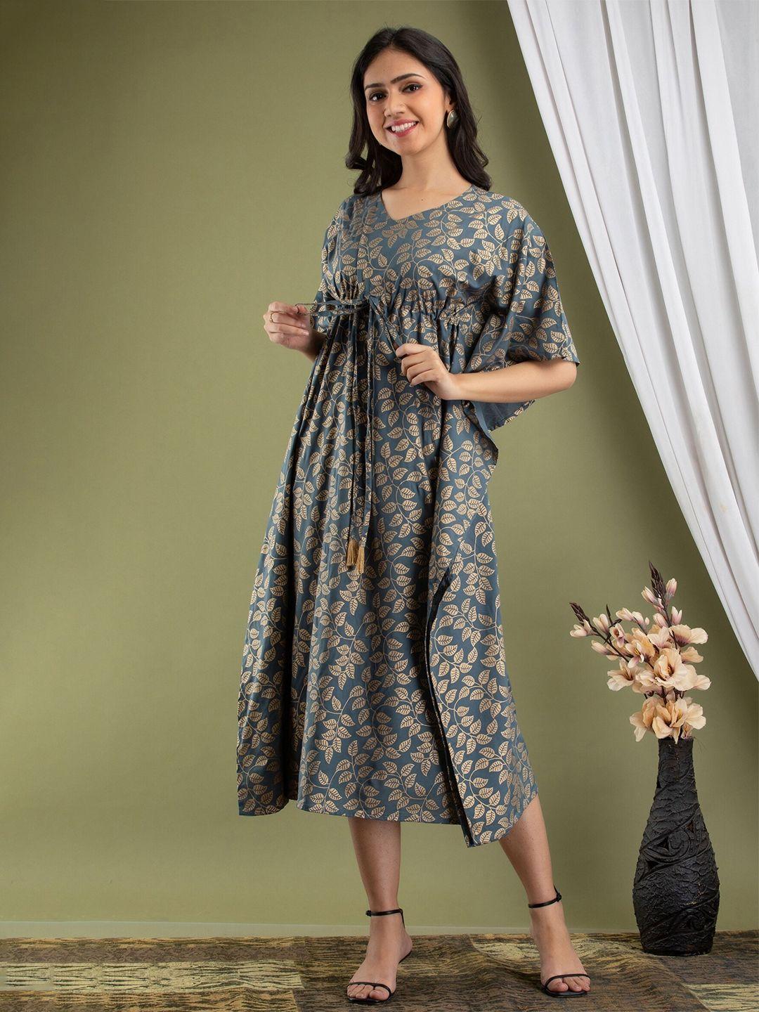 mialo fashion ethnic printed kimono sleeve kaftan dress