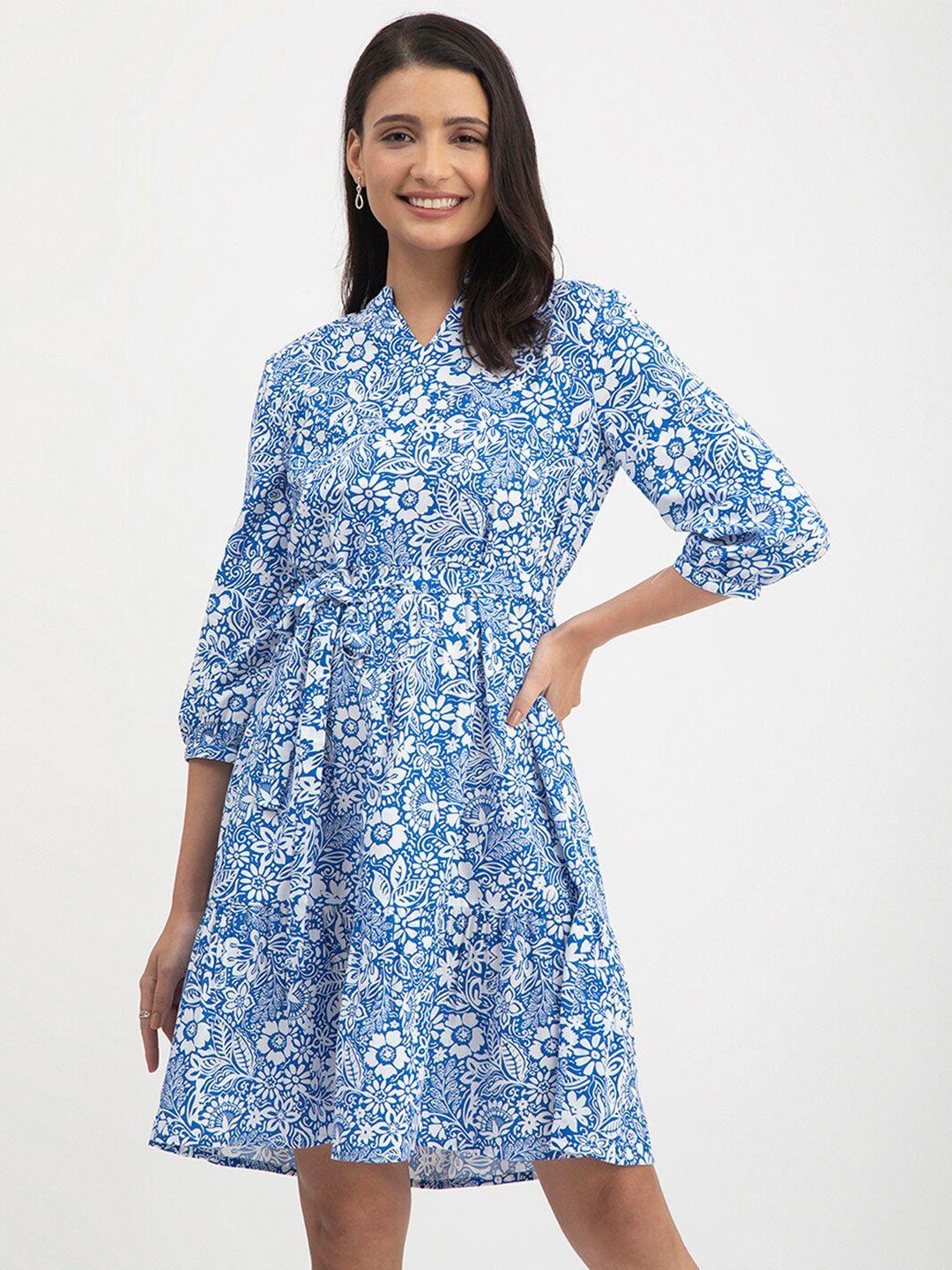 fablestreet v-neck floral print shirt dress