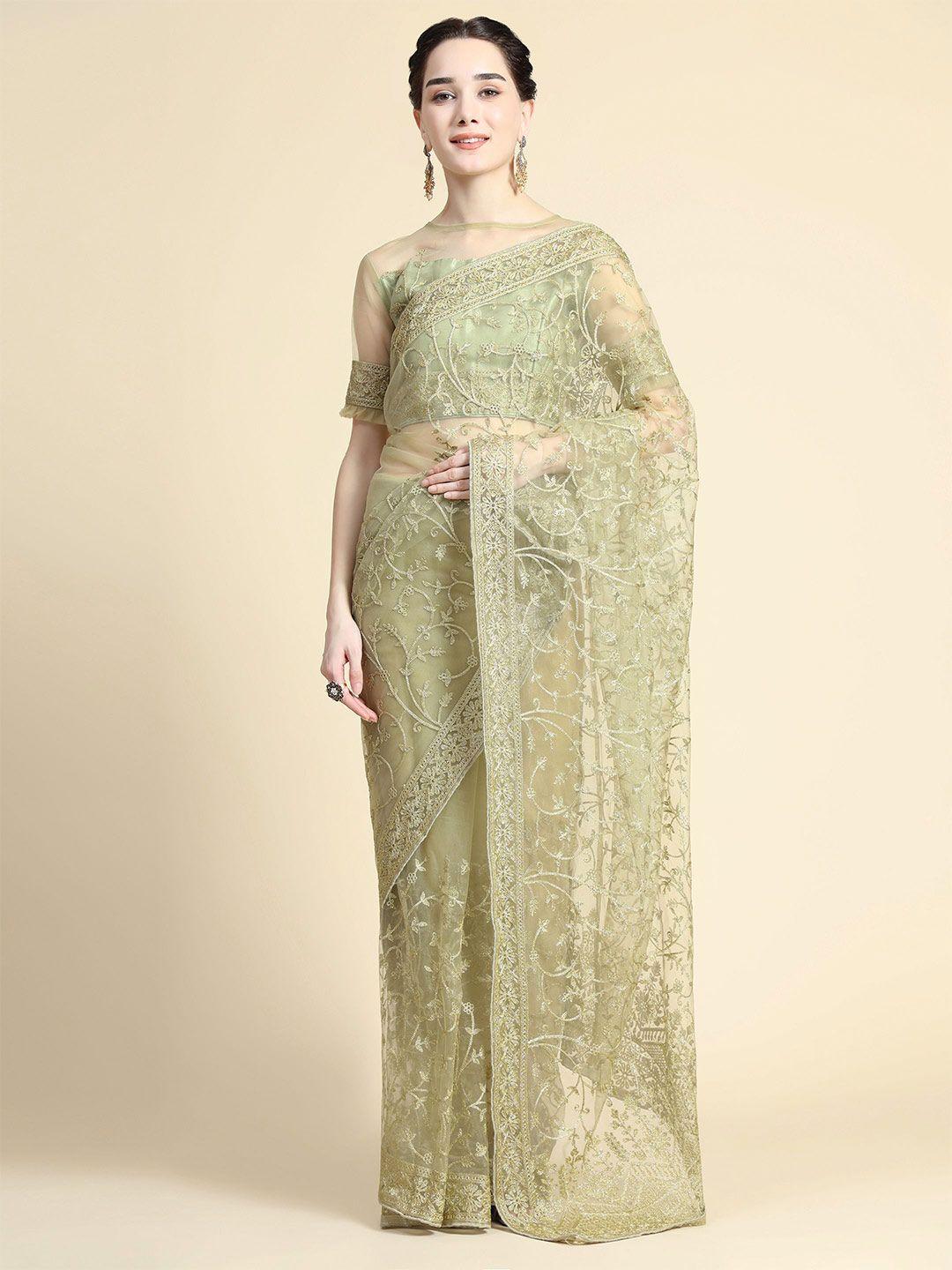 nimidiya floral embroidered net saree