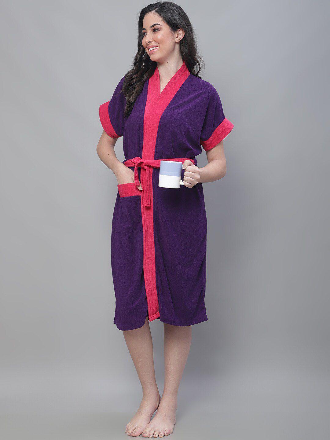 elevanto women micro terry bath robe with belt