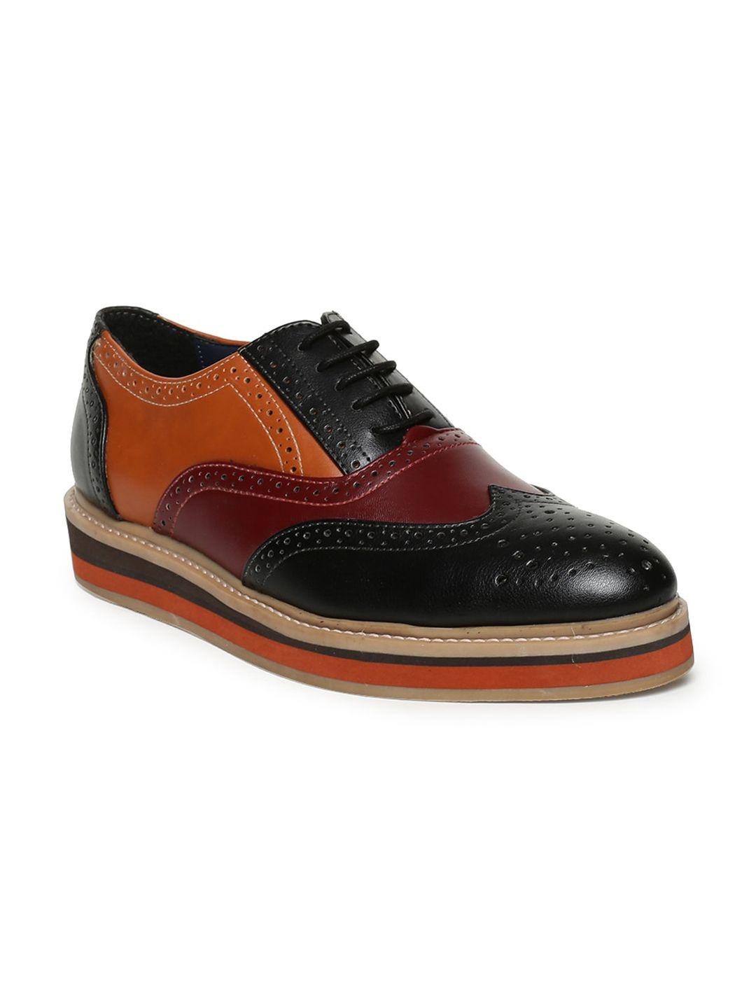 monkstory men colourblocked comfort insole full brogues