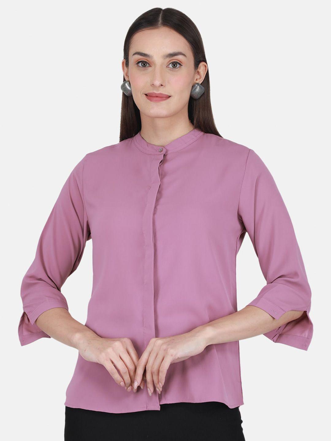 monte carlo mandarin collar cuffed sleeves shirt style top