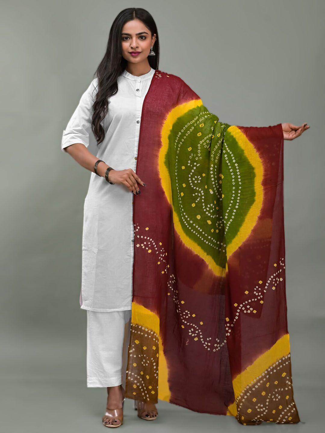 apratim printed bandhani cotton dupatta