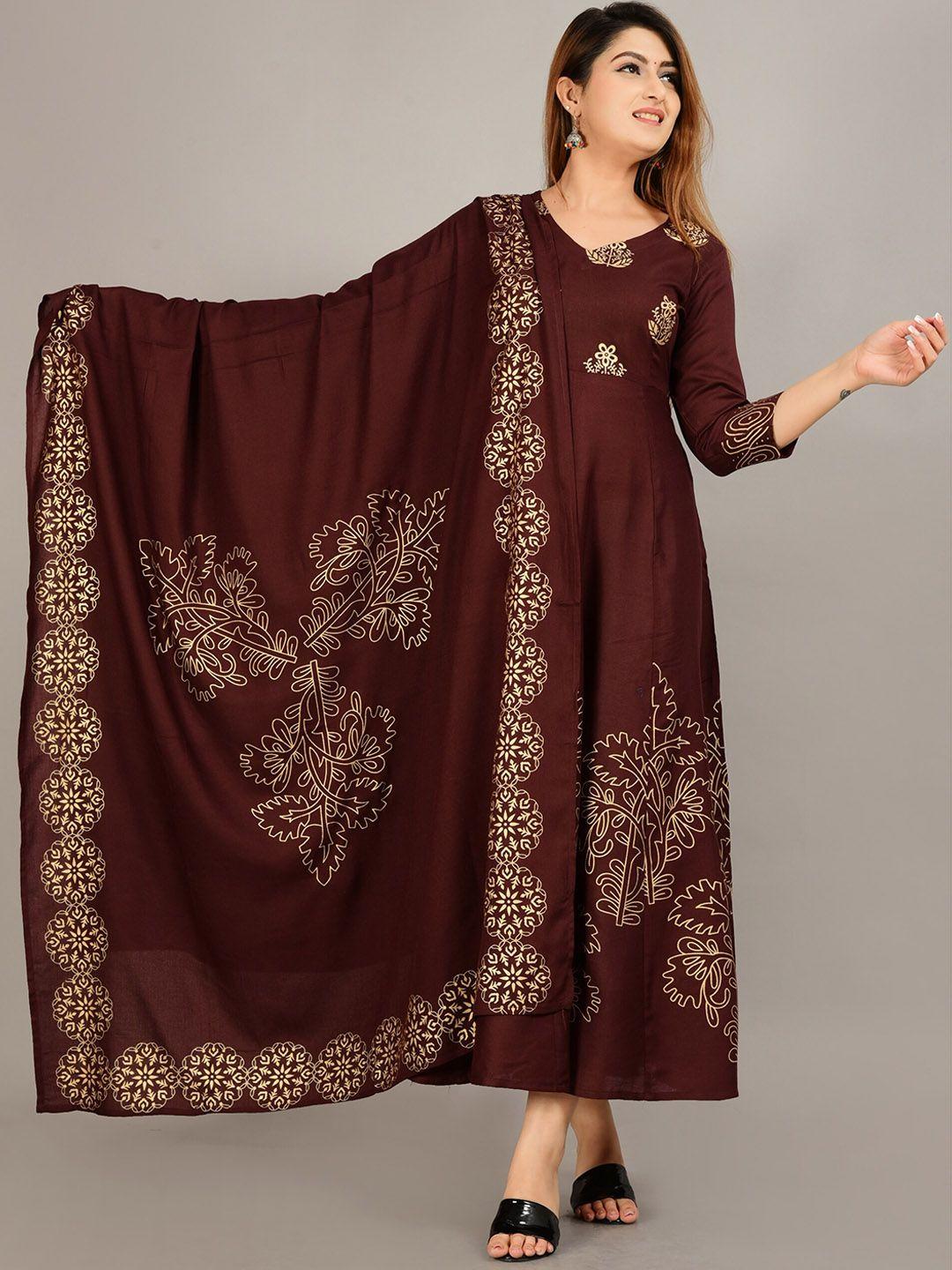 skyasia ethnic motifs printed ethnic dress with dupatta