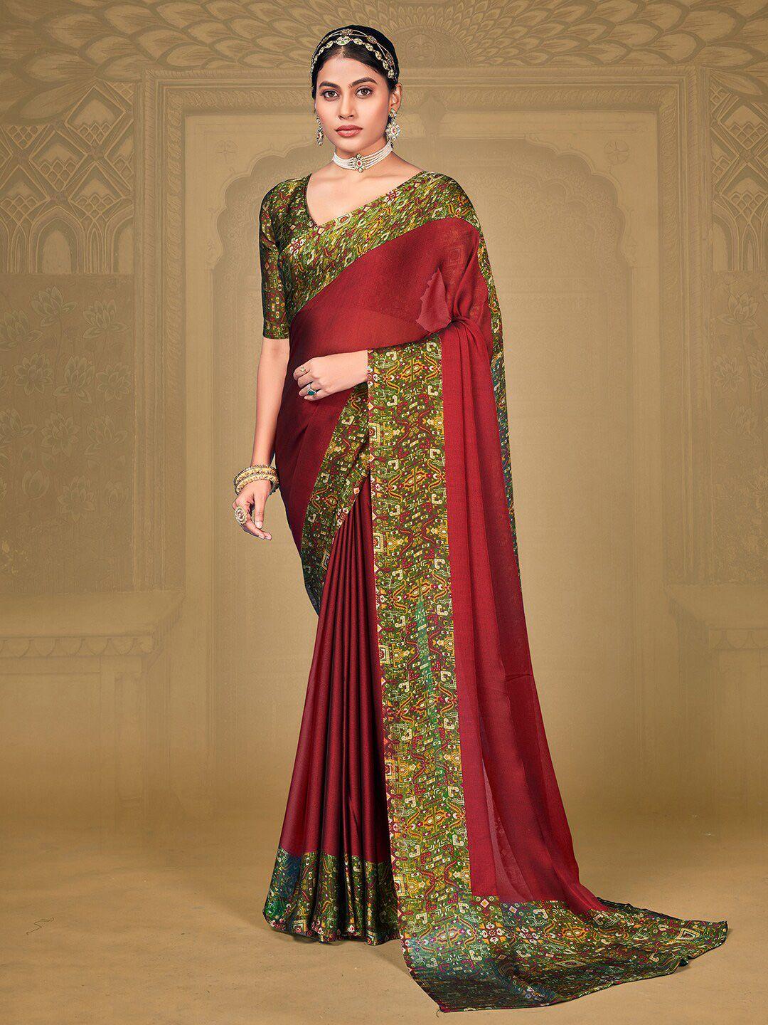 anouk printed border pure chiffon saree