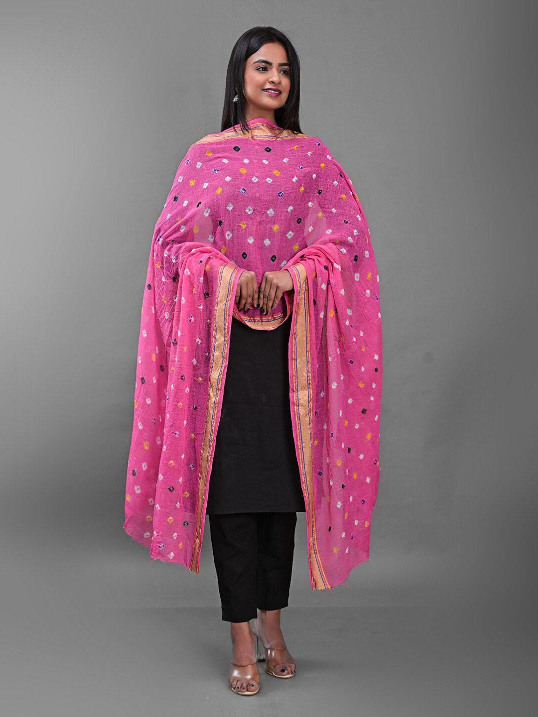 apratim printed bandhani cotton dupatta