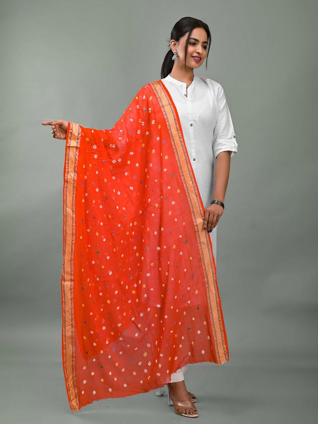 apratim printed bandhani cotton dupatta