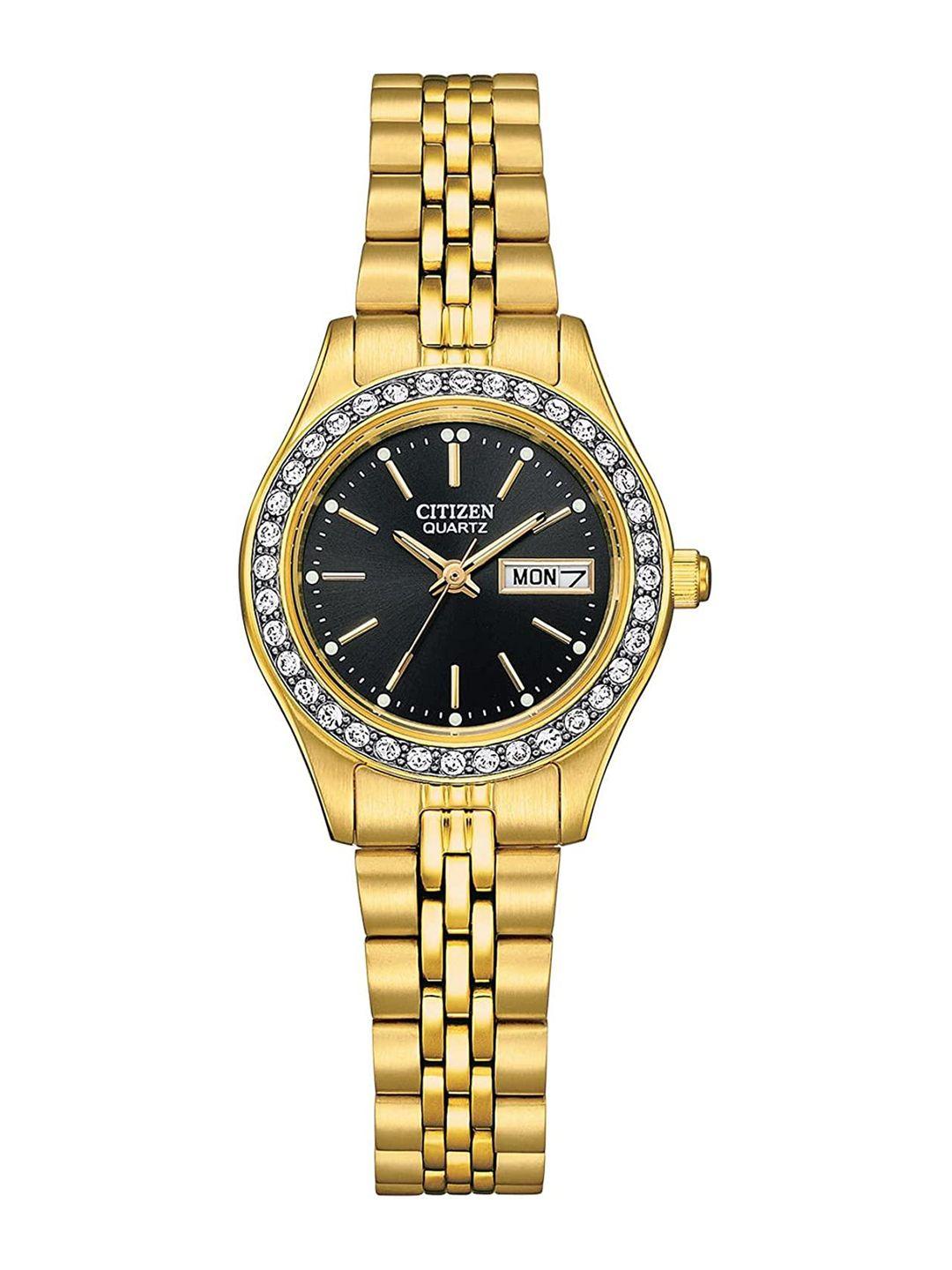 citizen women embellished dial & stainless steel bracelet style straps analogue watch eq0532-55e