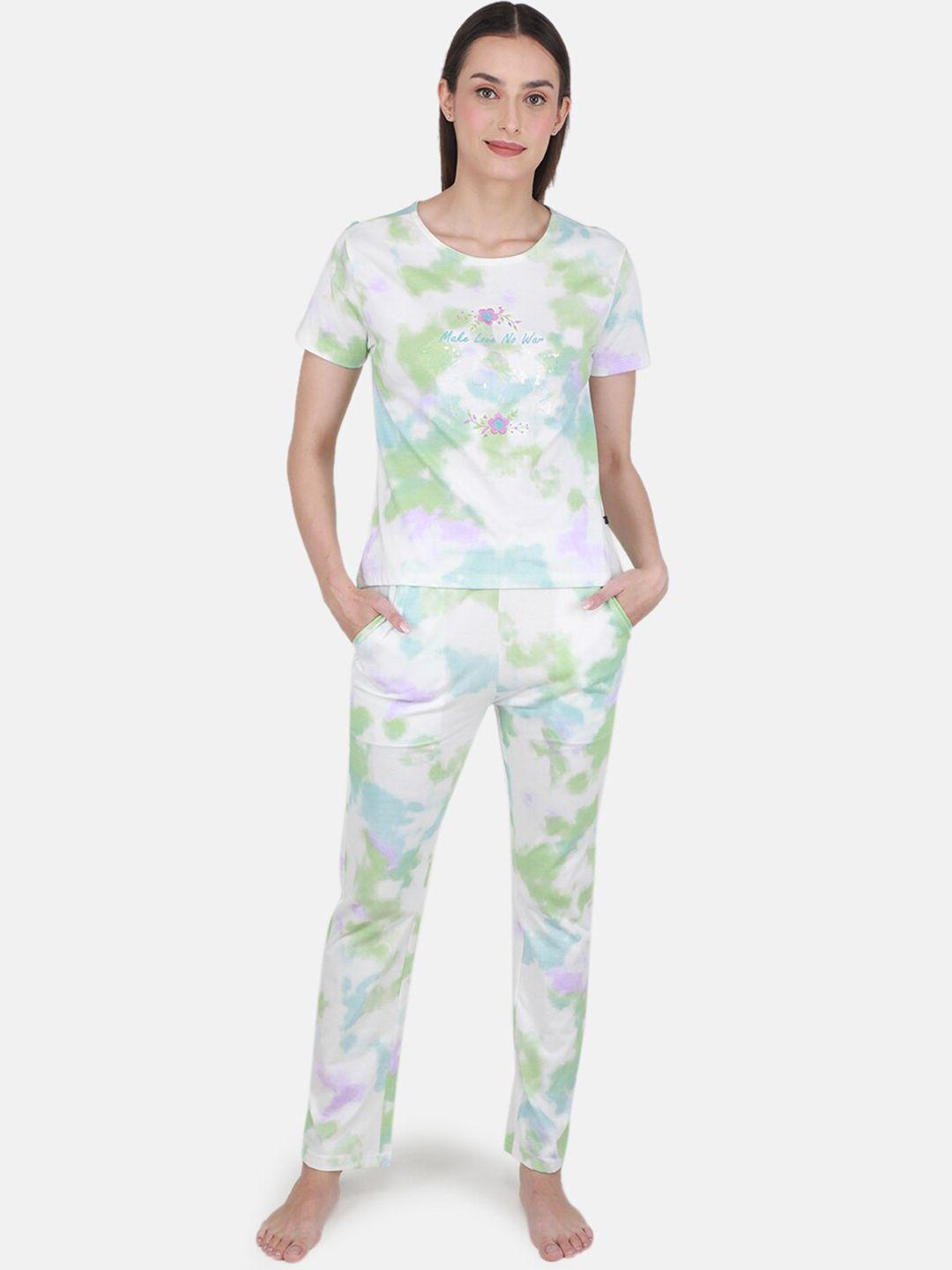 monte carlo tie & dye printed pure cotton night suit