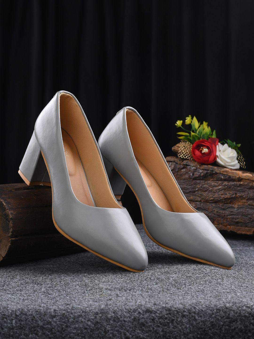 clog london pointed toe block heel pumps