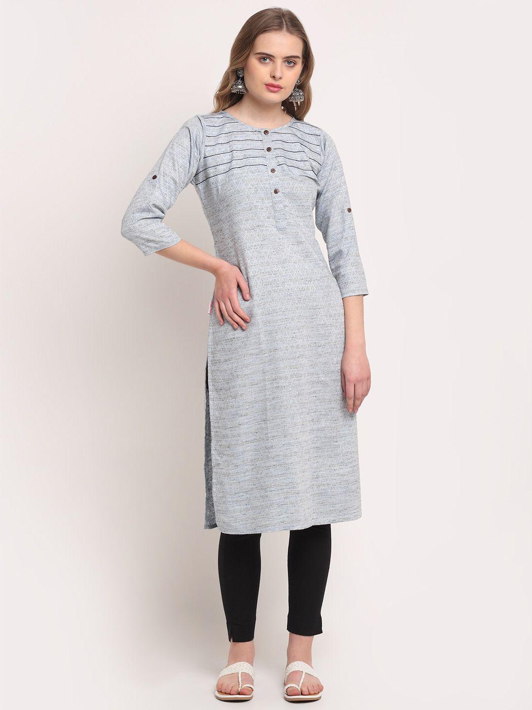 lovely lady geometric woven design regular thread work kurta