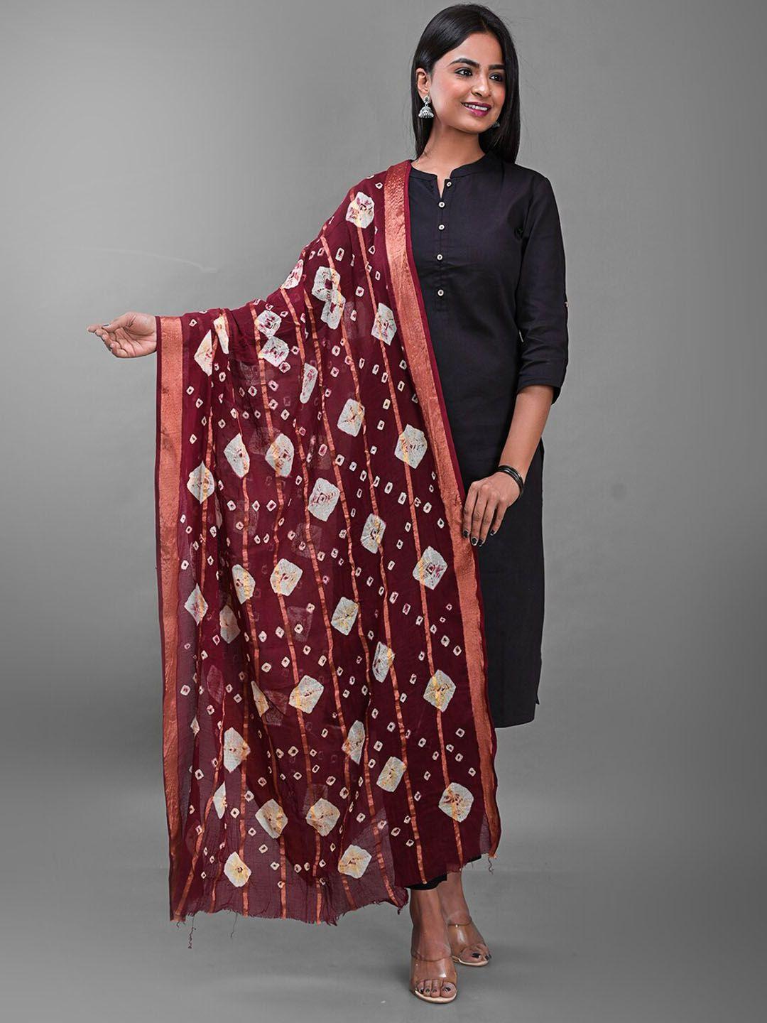 apratim dyed bandhani cotton dupatta