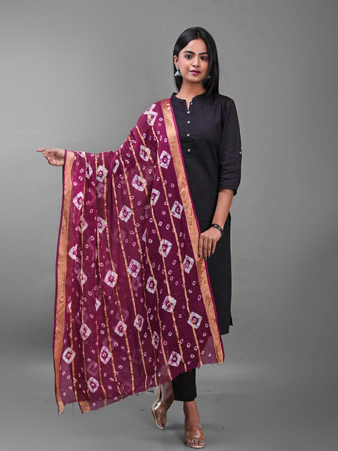 apratim printed bandhani cotton dupatta