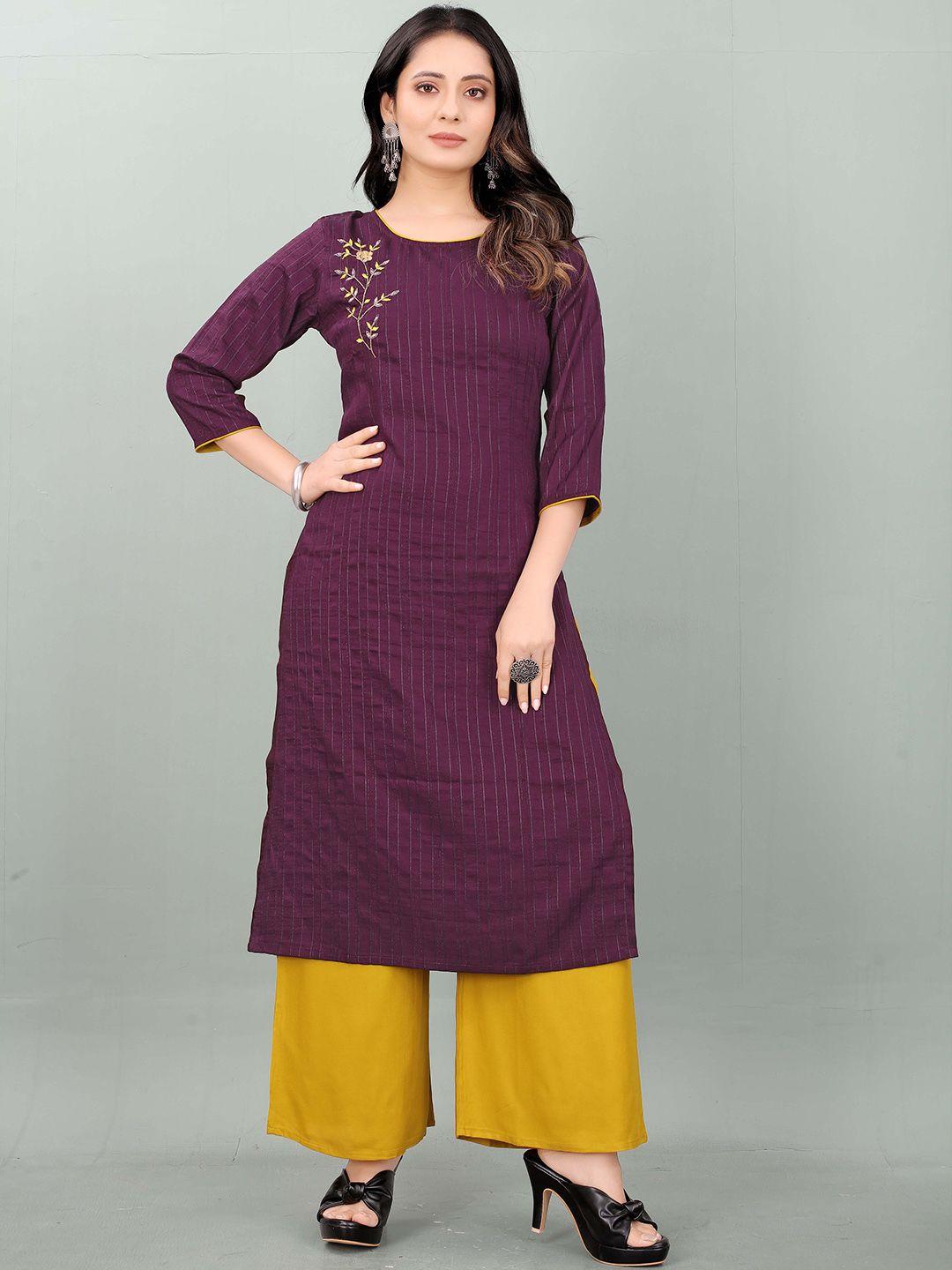 rachna striped thread work kurta with palazzos