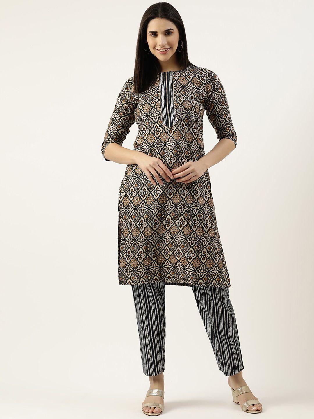 rachna ethnic motifs printed kurta with trousers