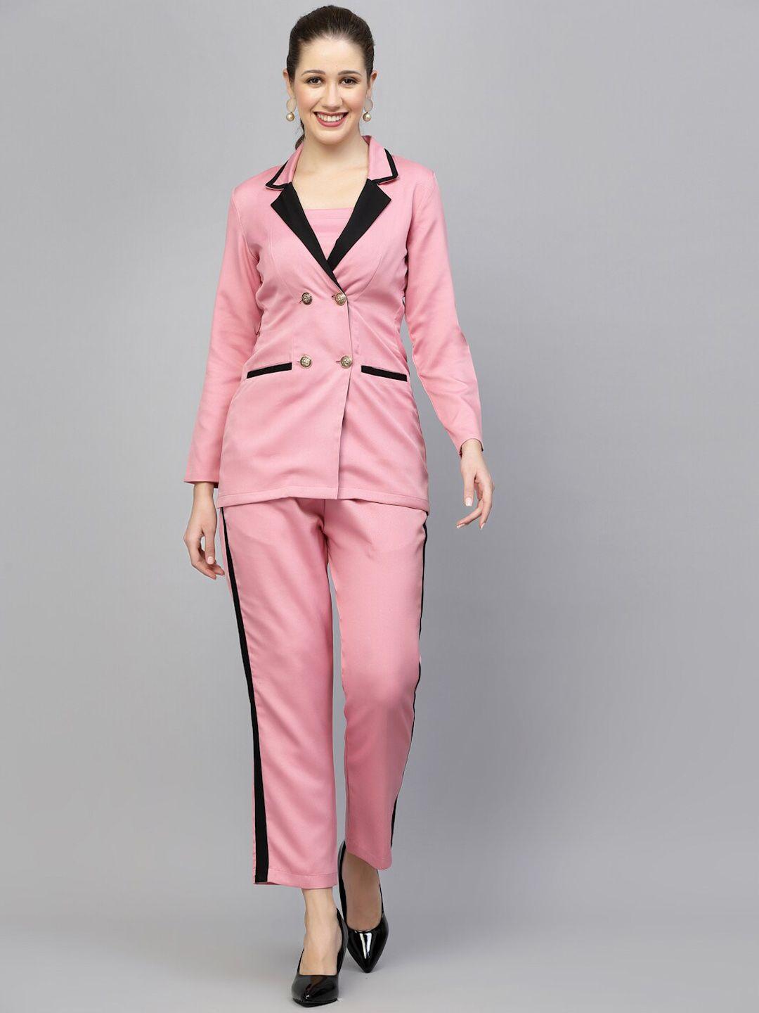 get glamr crop top with lapel collar jacket & trousers