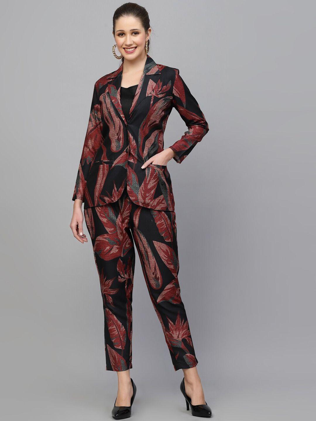 get glamr abstract printed top & trousers with blazers