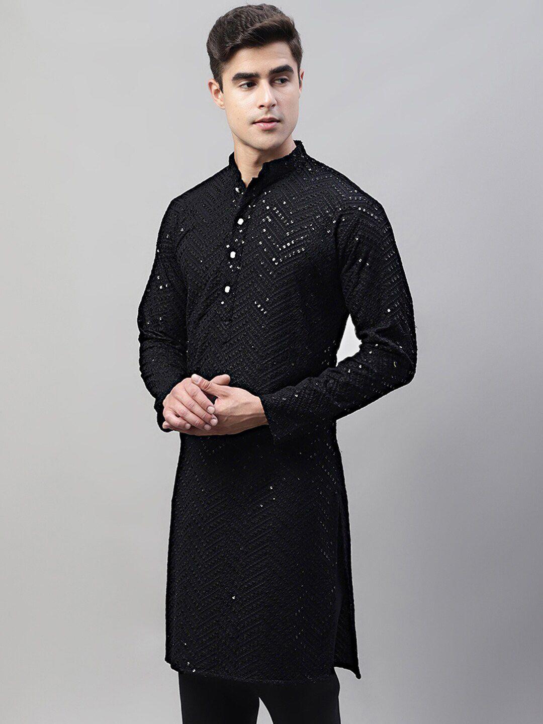 jompers quirky embroidered mandarin collar sequinned pure cotton kurta