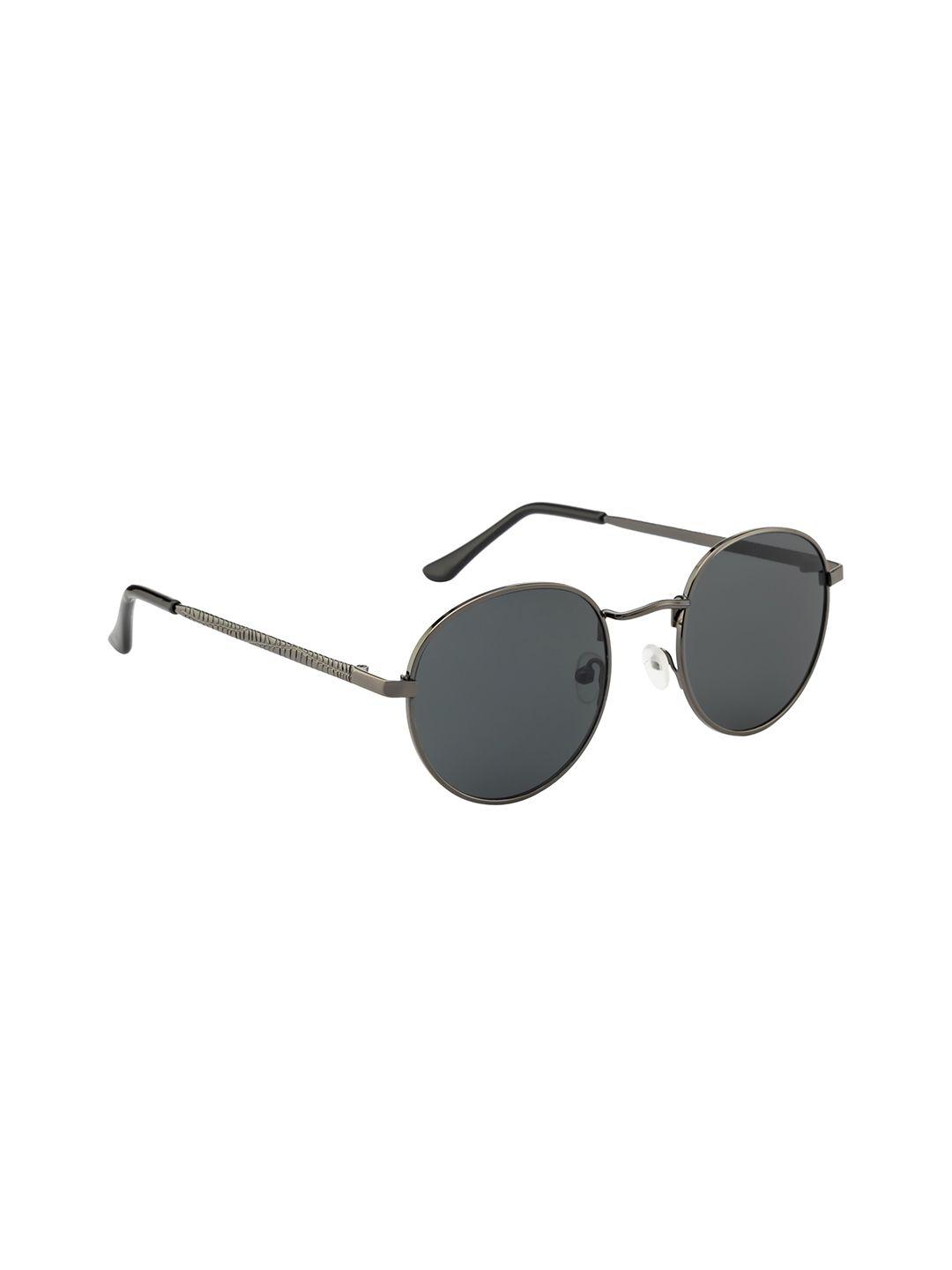 roadster grey lens & gunmetal toned round sunglasses with uv protected lens rd-m22554