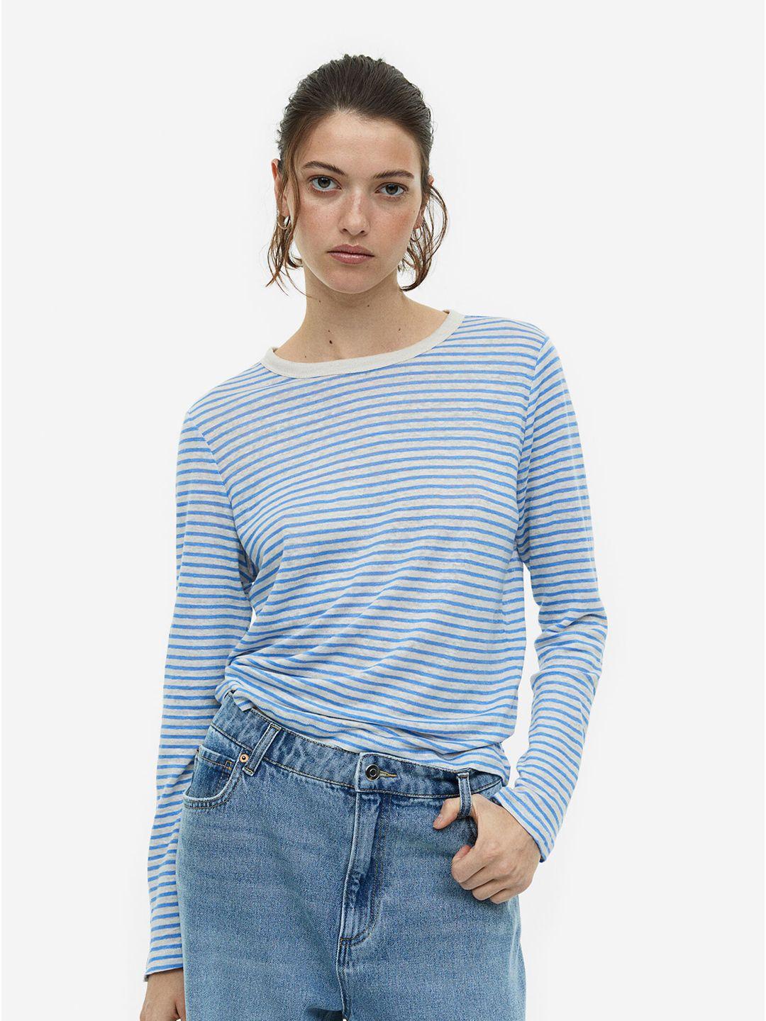 h&m linen jersey top