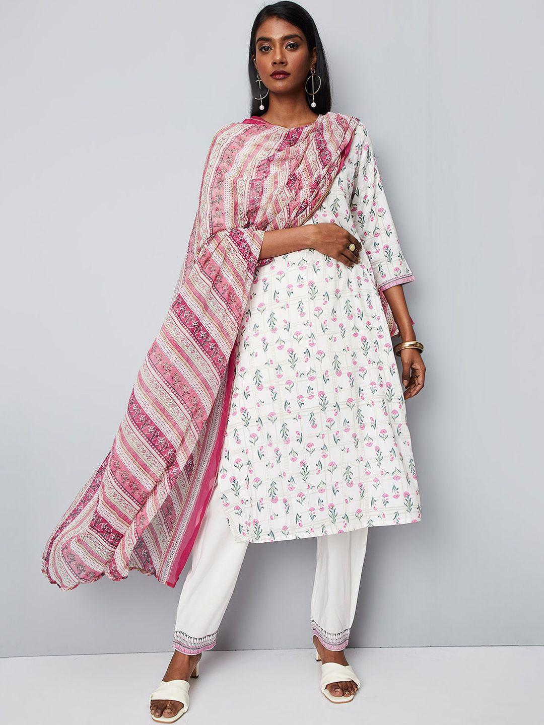 max floral printed regular kurta with trousers & dupatta