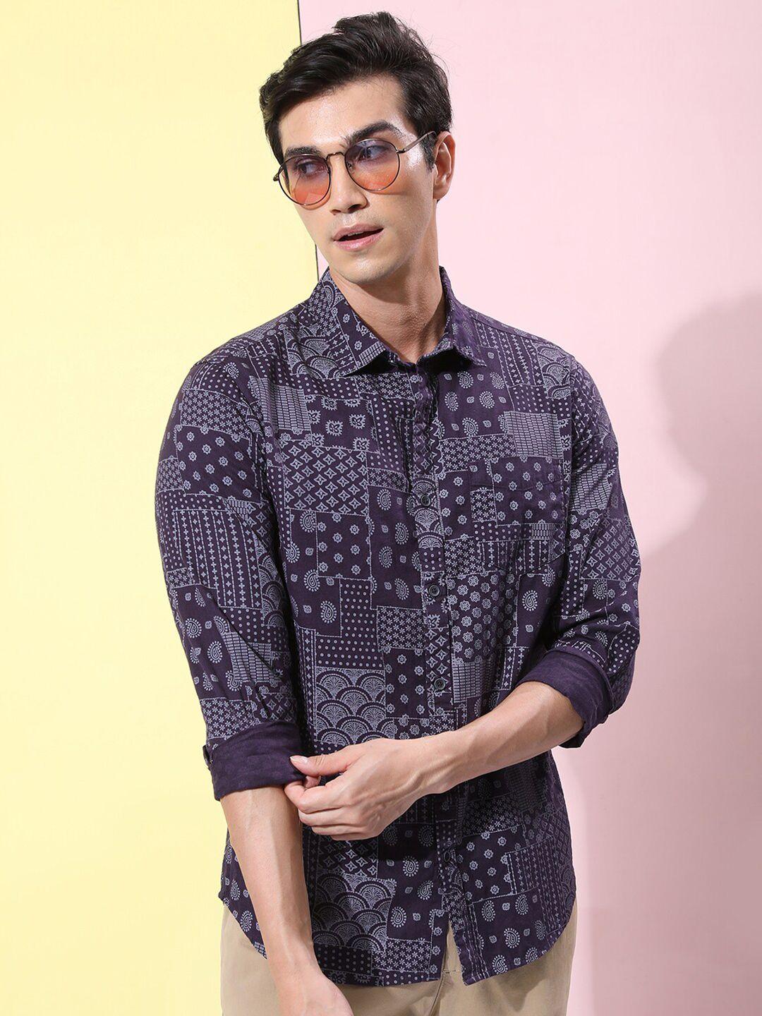 ketch slim fit ethnic printed cotton casual shirt