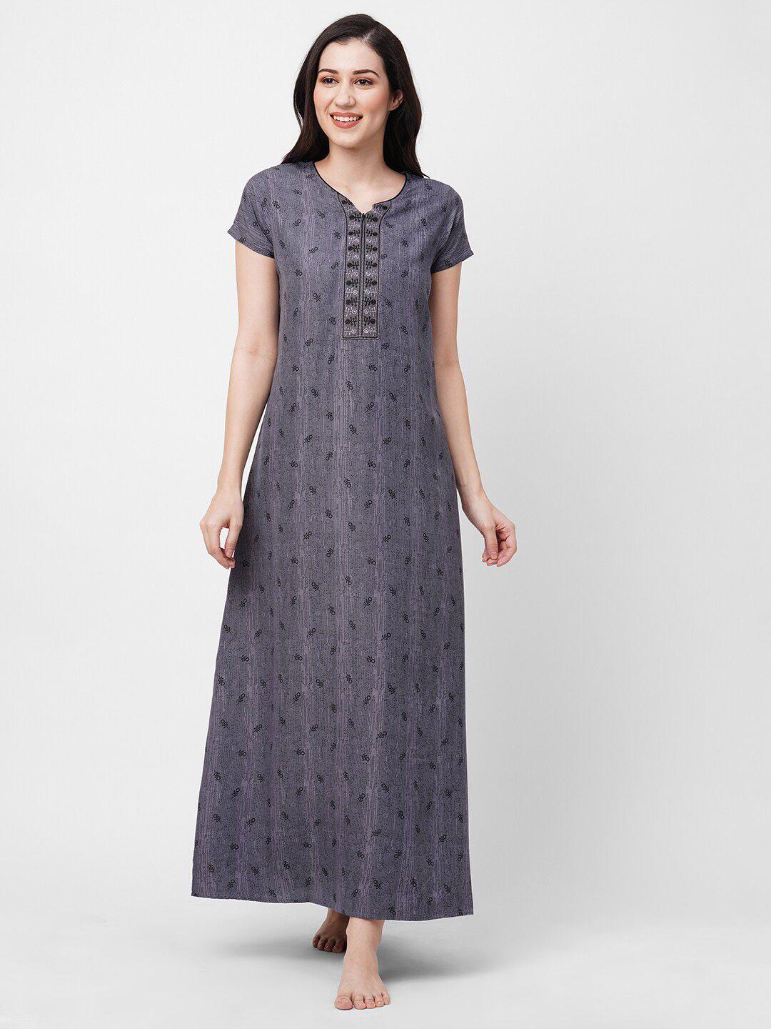 sweet dreams grey conversational printed maxi nightdress