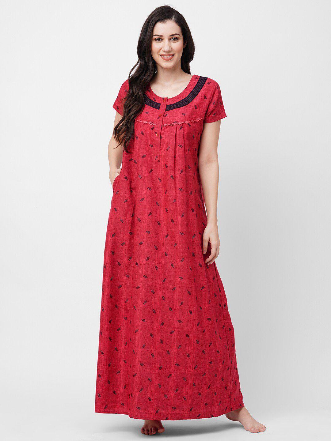 sweet dreams red floral printed maxi nightdress