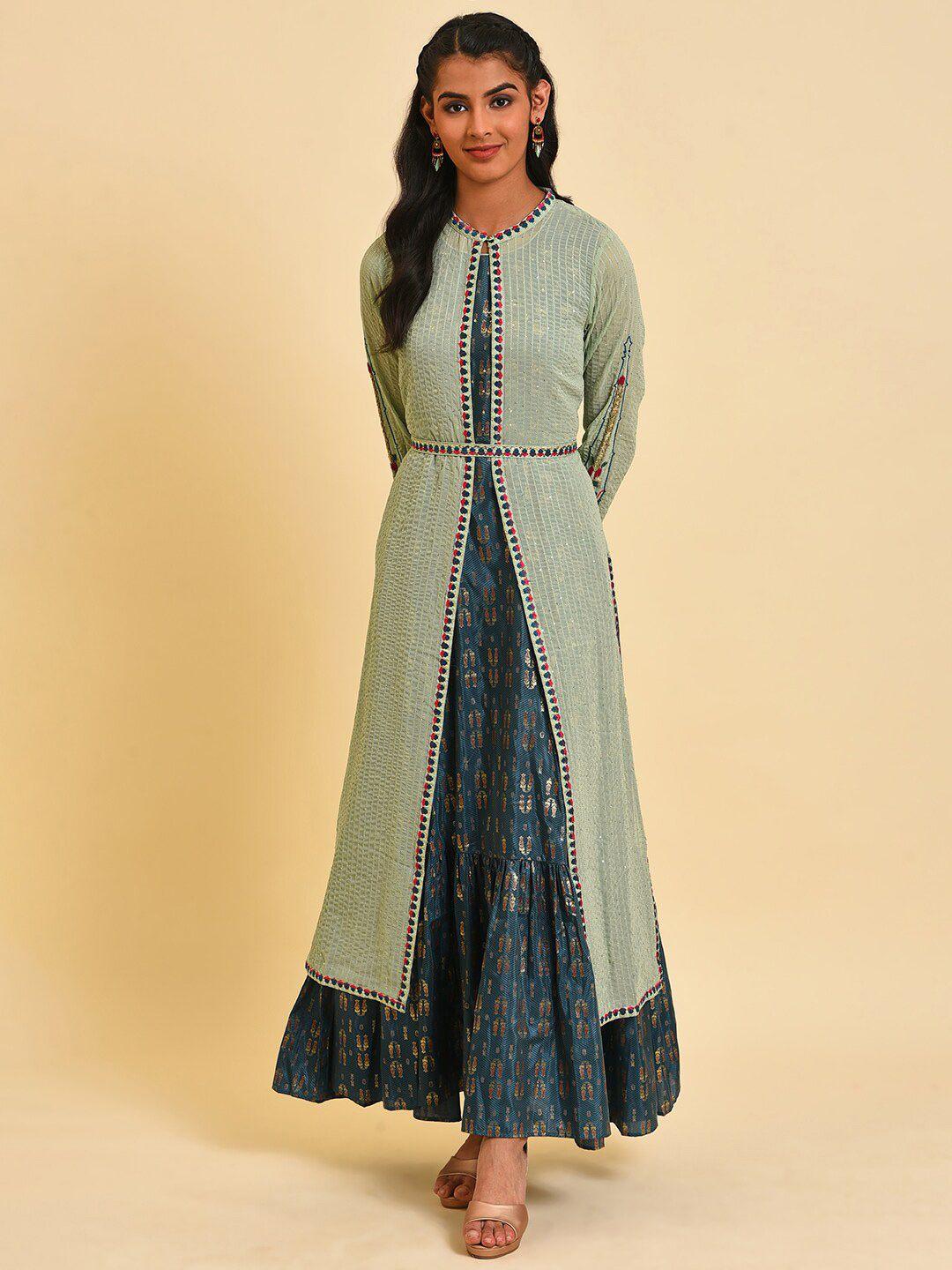 wishful ethnic motifs printed fit & flare ethnic dress