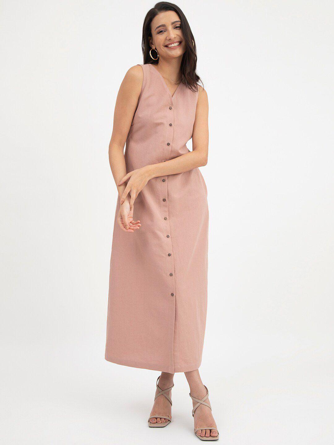 fablestreet v-neck linen maxi dress