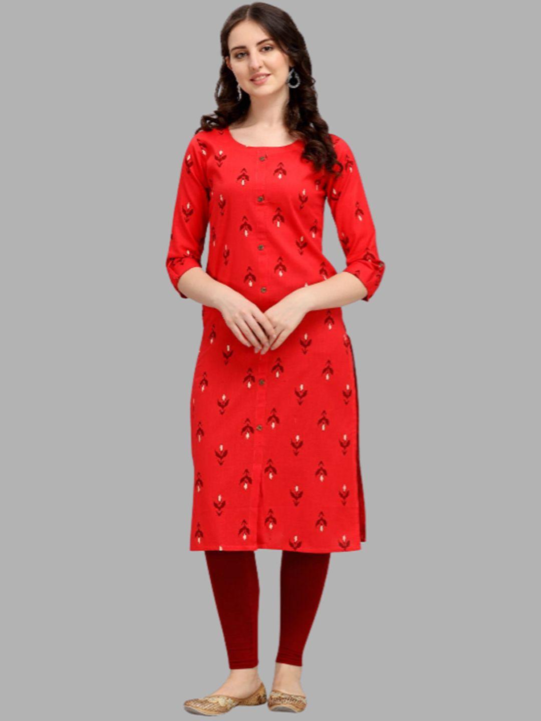 deetya arts round neck floral printed cotton kurta