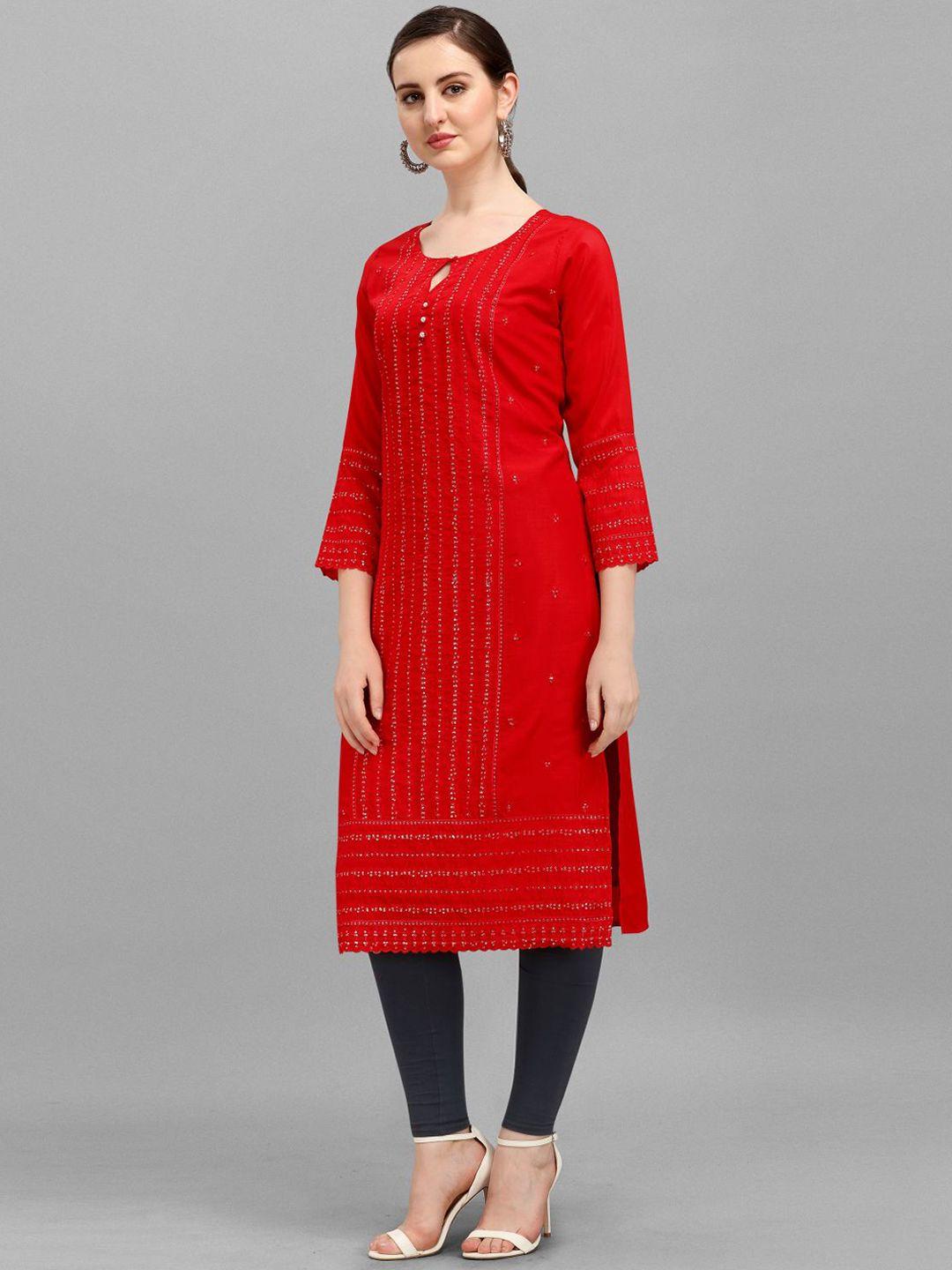 deetya arts striped embroidered sequined straight kurta