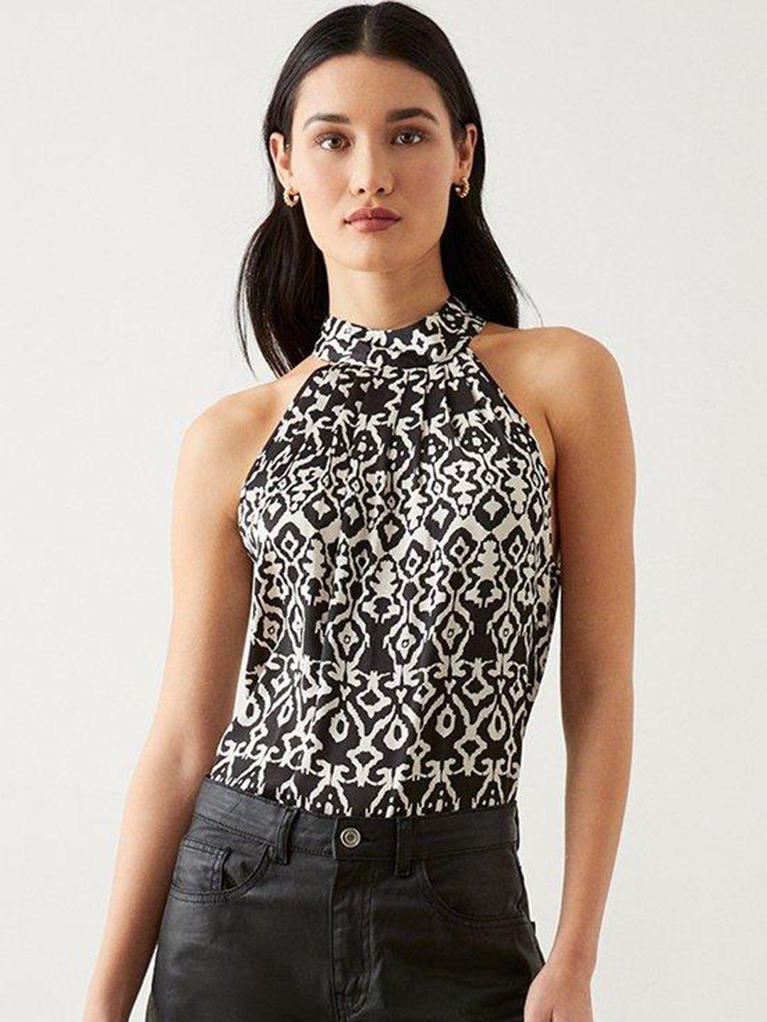 dorothy perkins pleated ikat print top