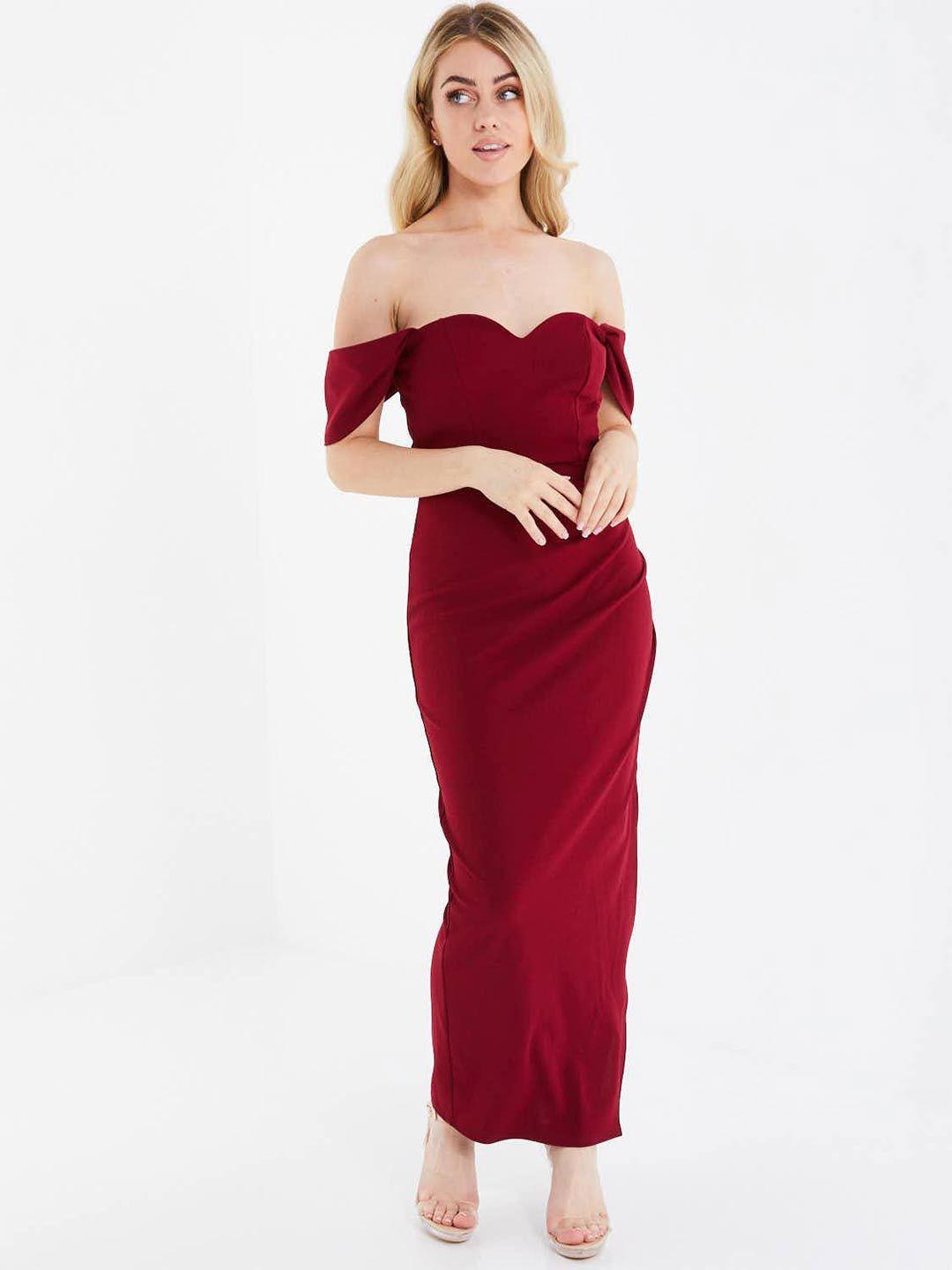 quiz off-shoulder slit maxi dress