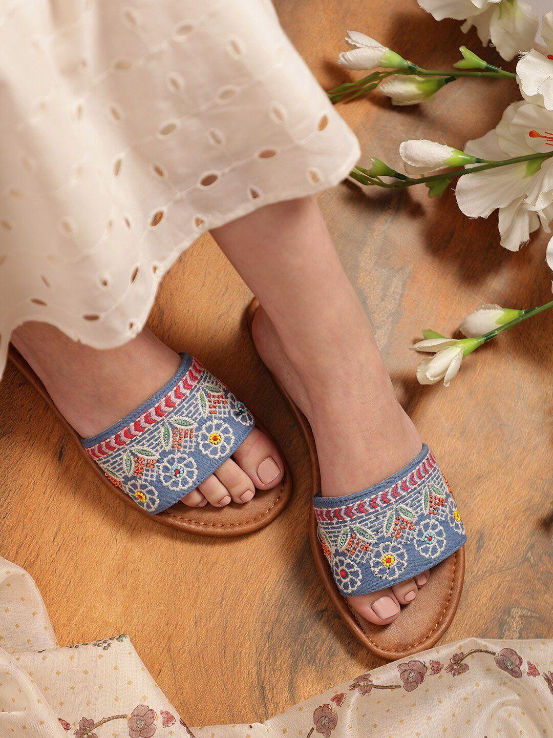 kiana embroidered open toe flats