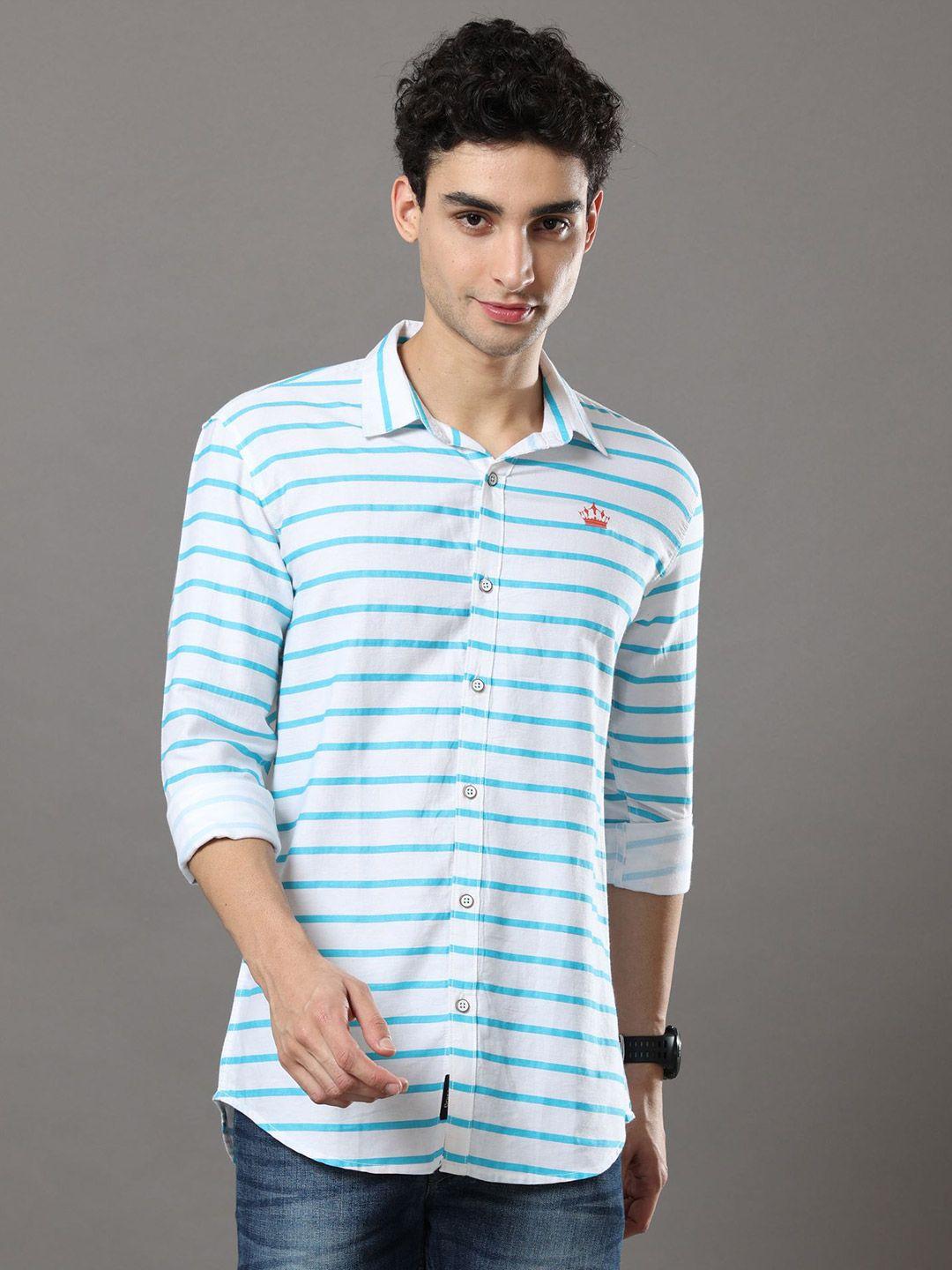 reslag spread collar stripes slim fit cotton casual shirt