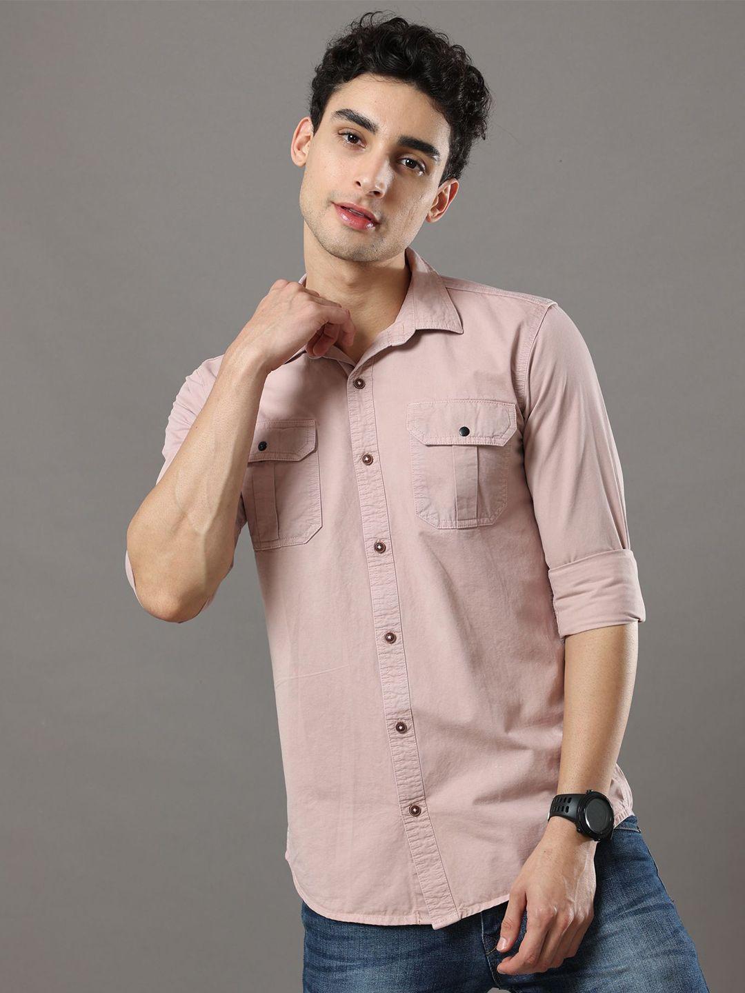 reslag spread collar cotton slim fit casual shirt