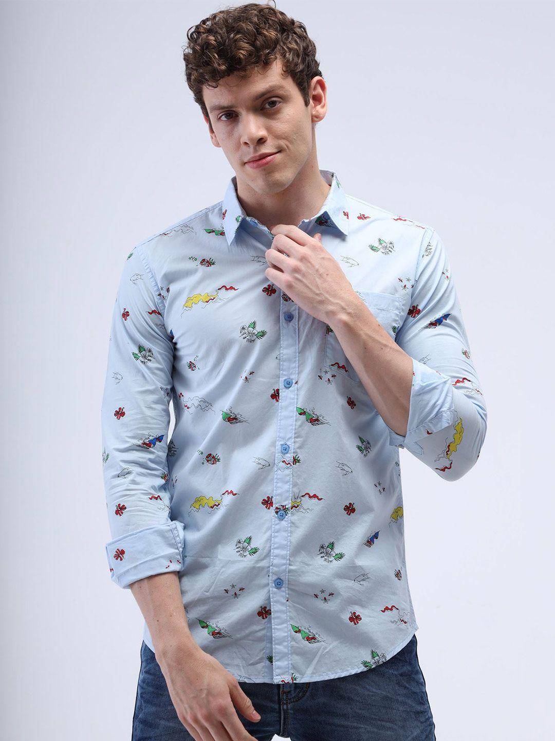 reslag slim fit conversational print cotton casual shirt