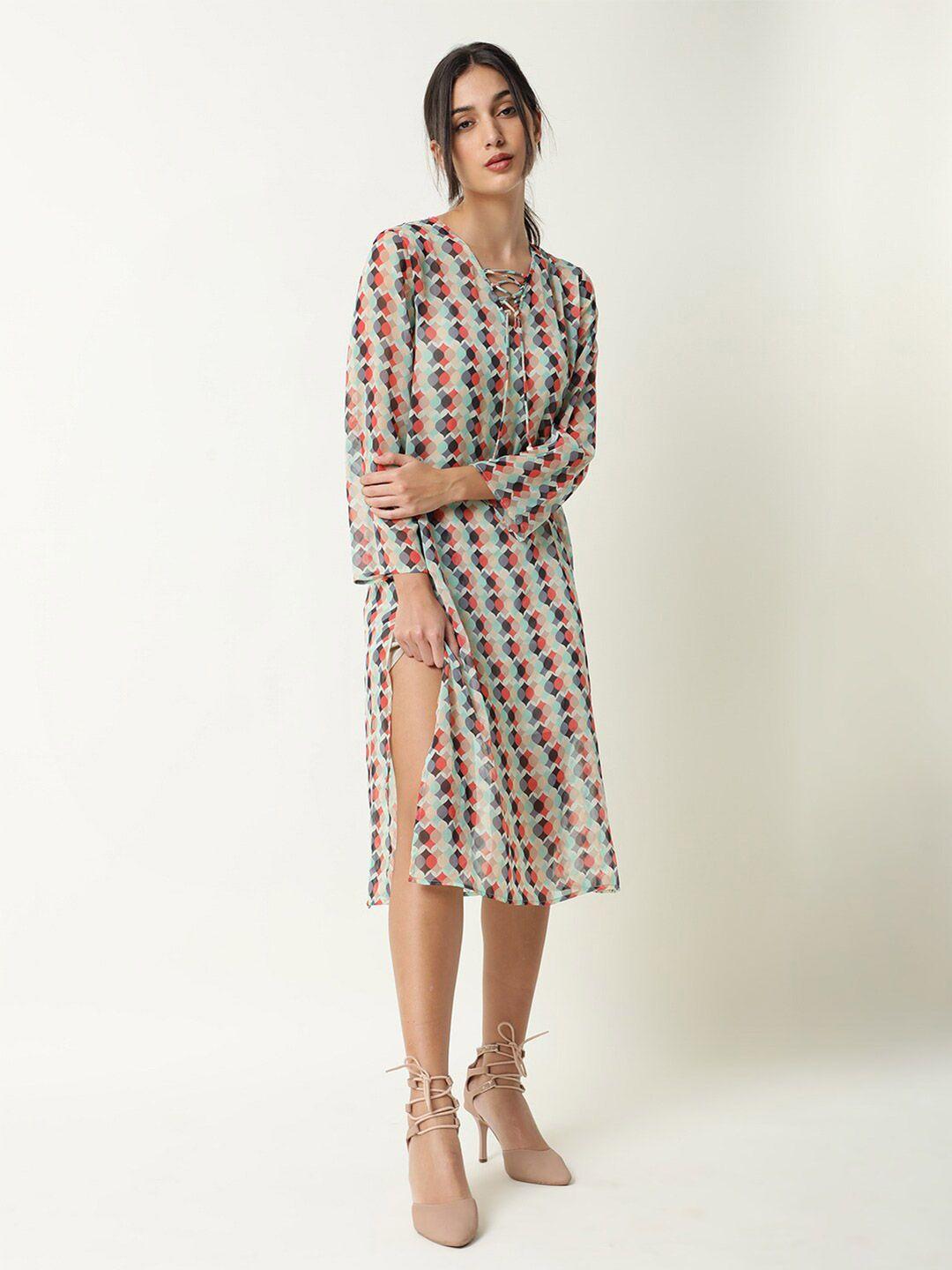 rareism floral print a-line dress