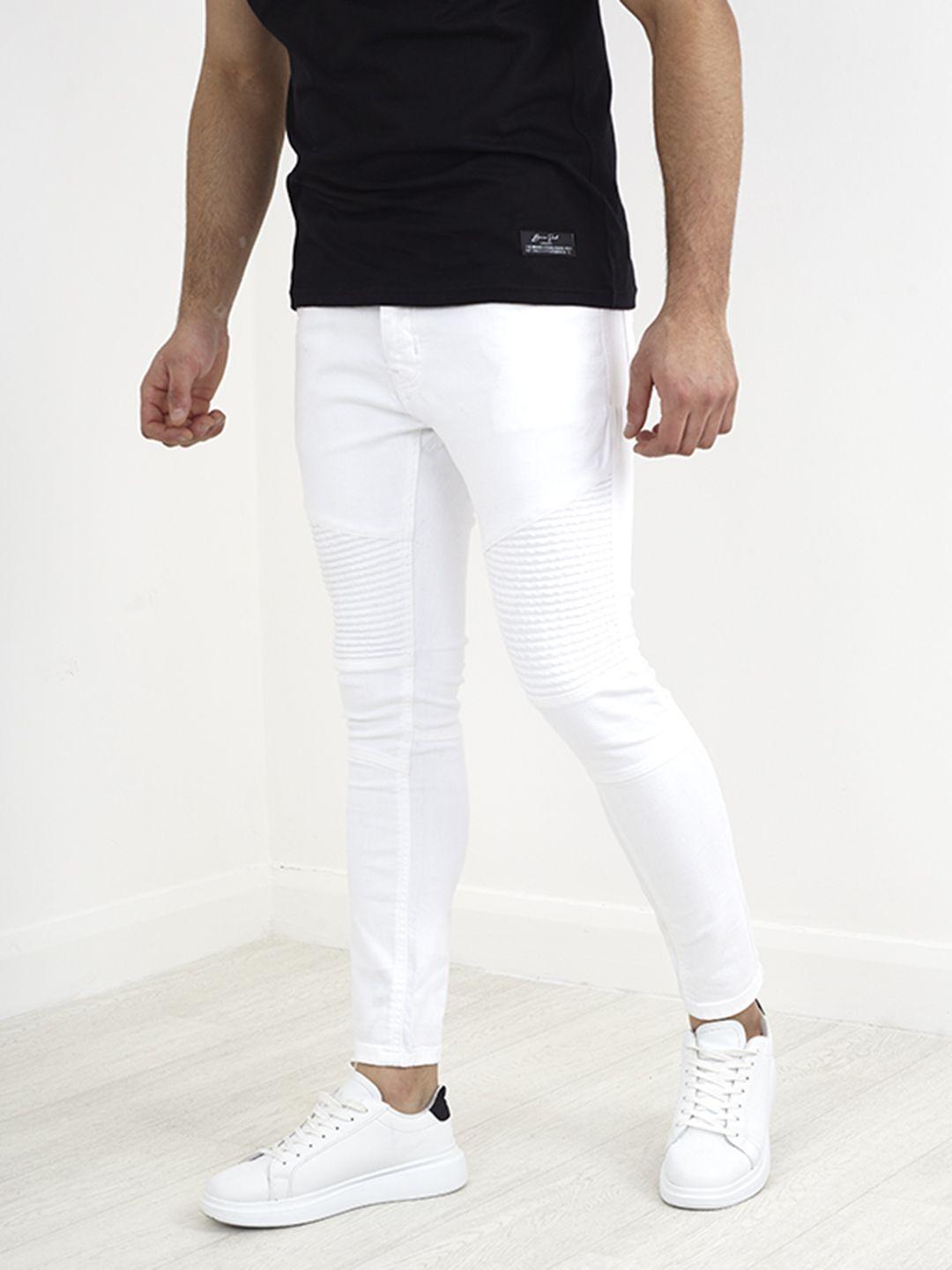 brave soul men white skinny fit stretchable jeans