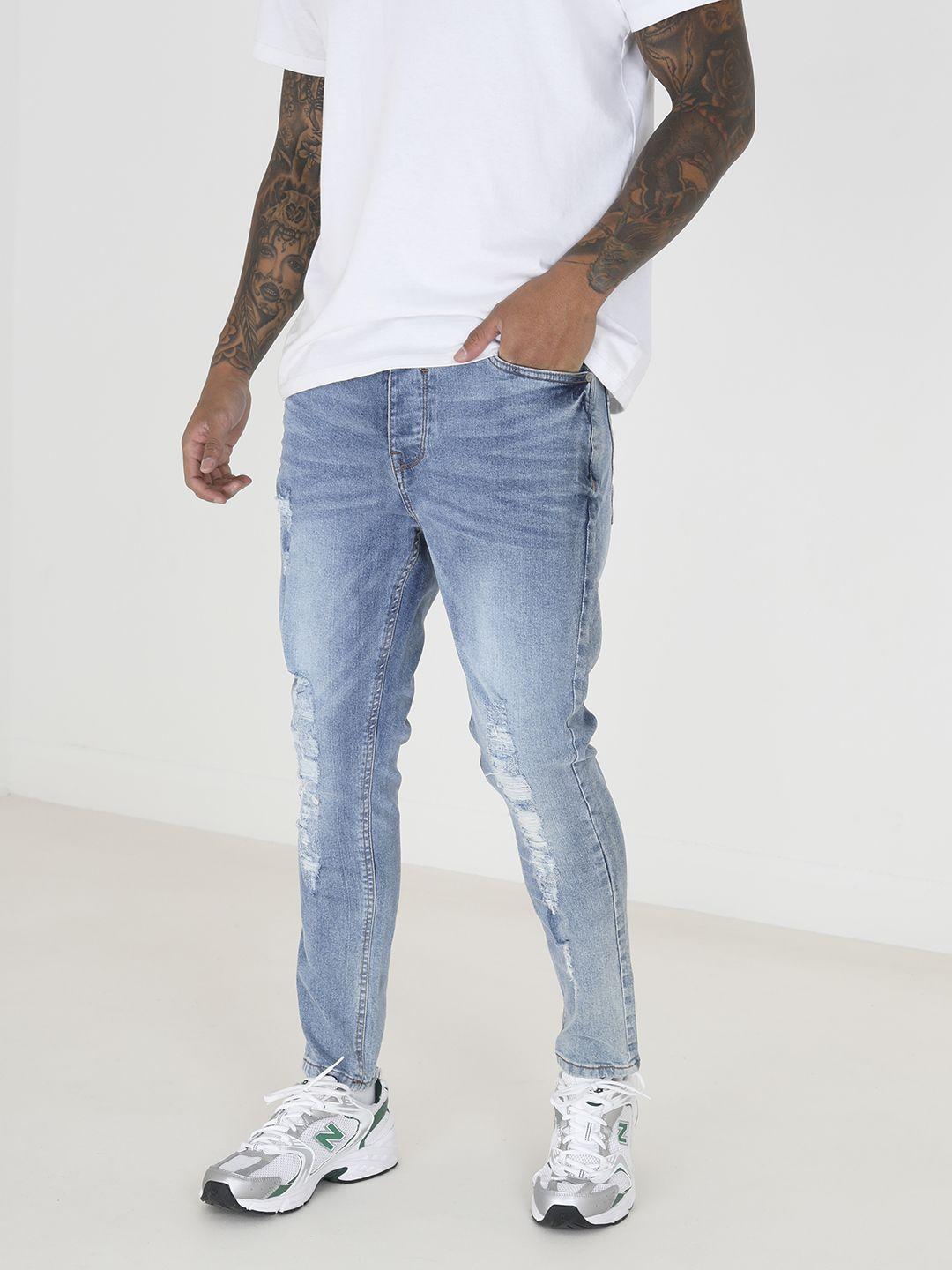 brave soul men skinny fit mildly distressed light fade stretchable jeans