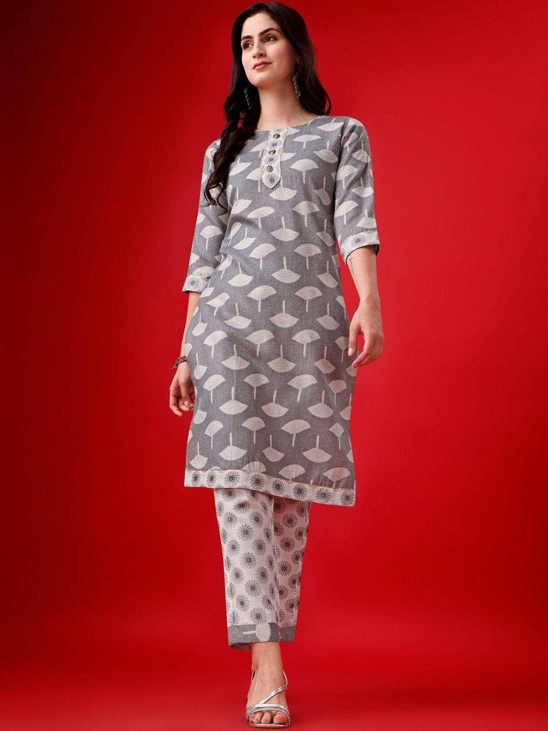 aspora floral printed gotta patti kurta with trousers